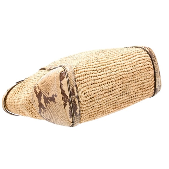 COACH Natalie Weekender Straw Leather Python Turn Lock Tote Bag 16839 $398 - Picture 6 of 11